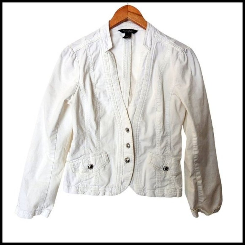 White House‎ Black Market Jacket Women’s 6 White Blazer Flap Pockets